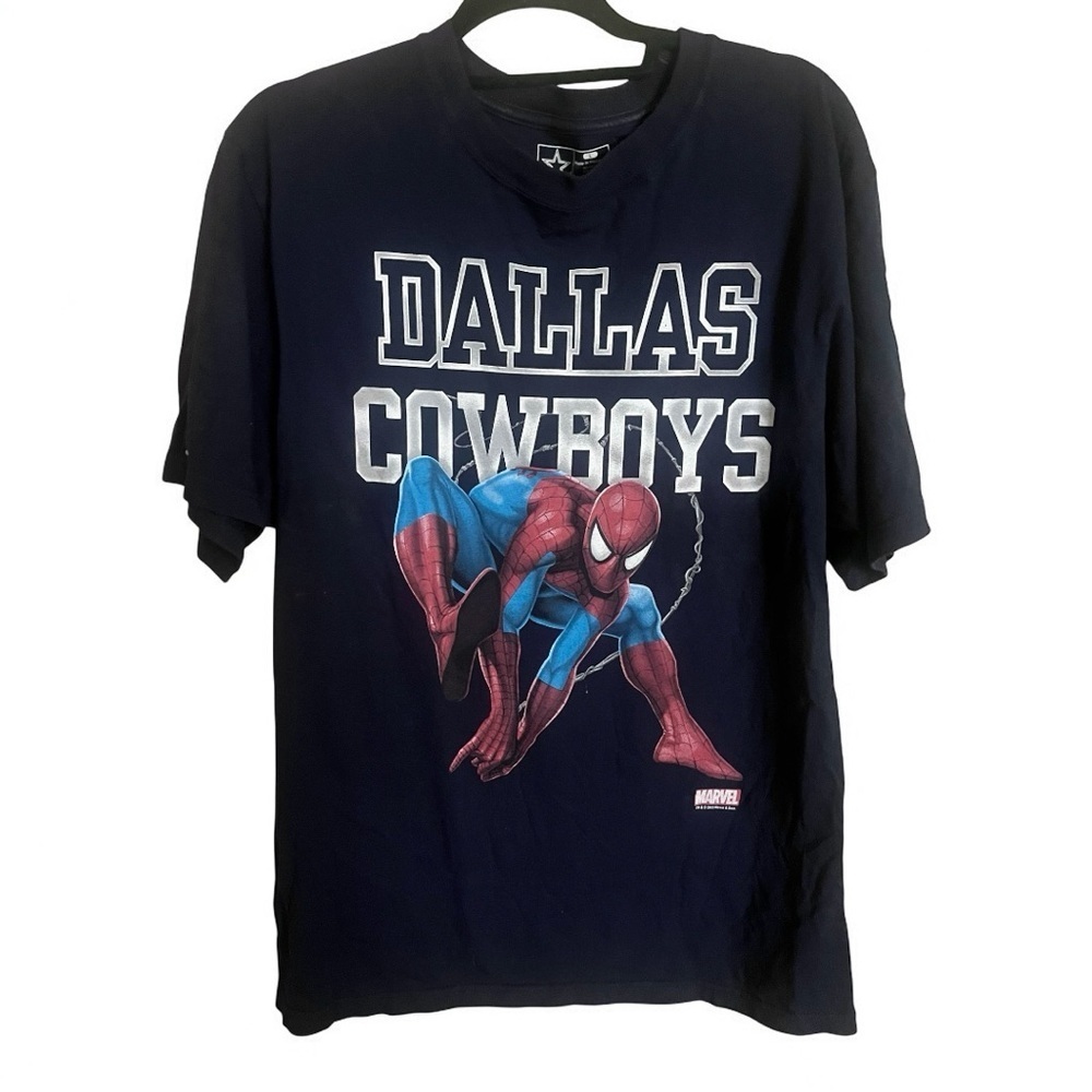 Dallas Cowboys NFL Spider Man Navy Blue T Shirt Large